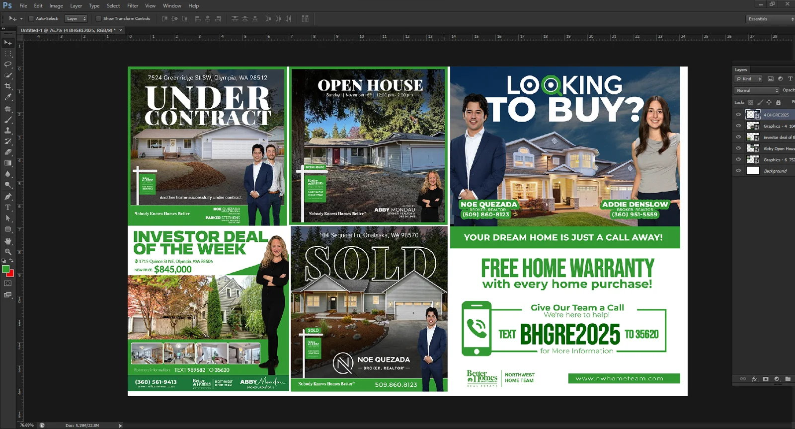Collection of real estate social media graphics in Photoshop